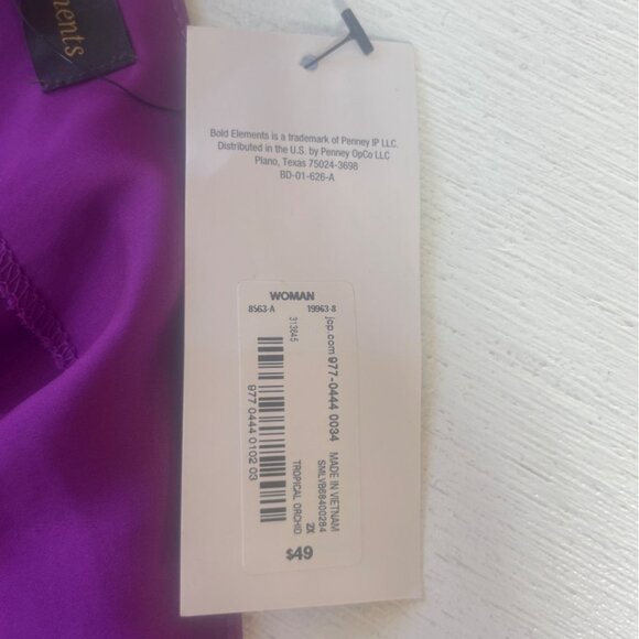 Bold Elements One Shoulder Shirt Womens 2X Purple New Silky - Picture 7 of 8